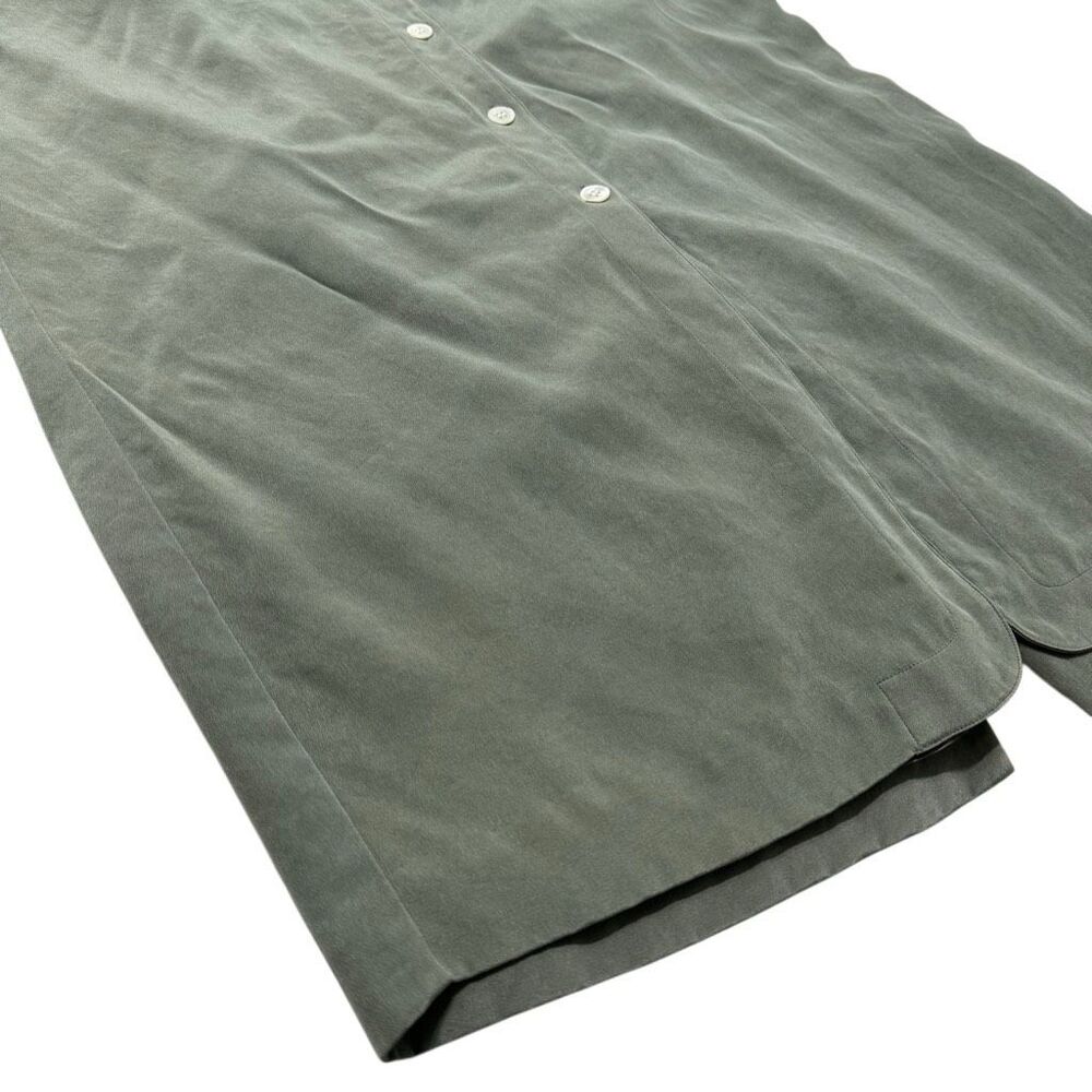 Vintage Silk Sage Green Belted Button Down Skirt XL - Picture 3 of 8